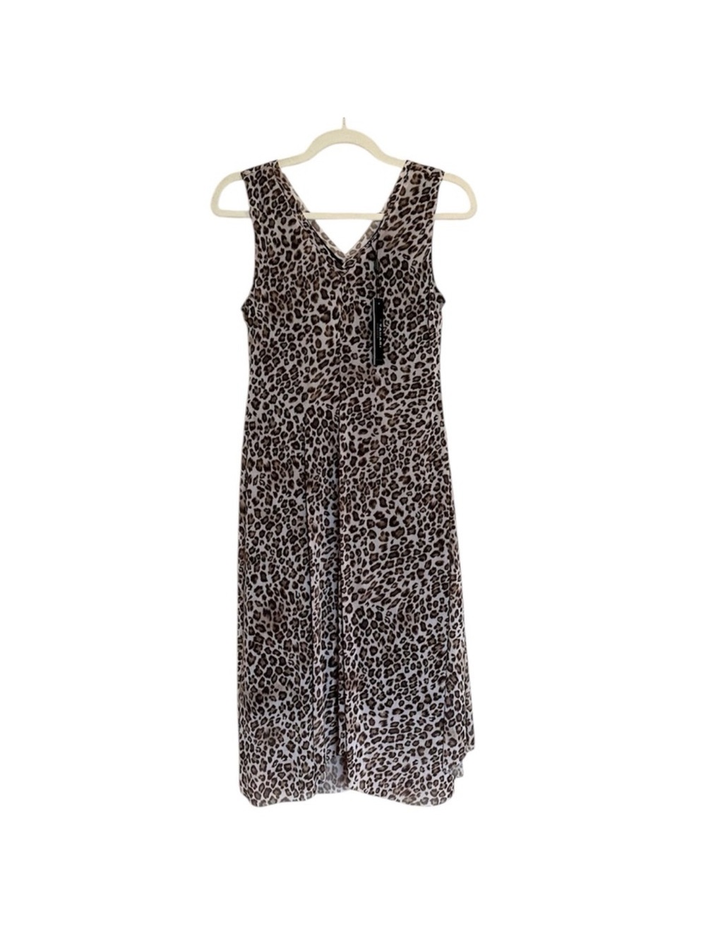 Tahari Brown and Black Leopard Print Midi Dress. Size XS. NWT